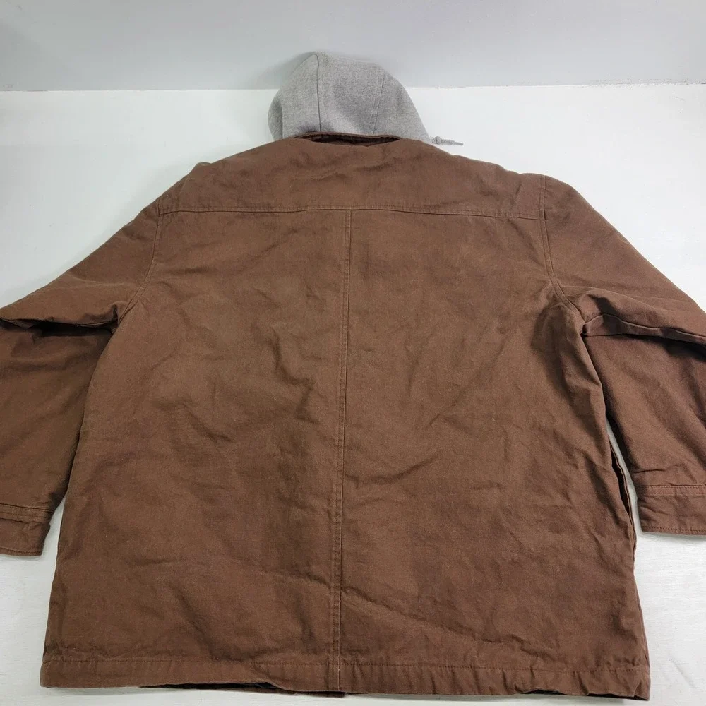 Dickies Men's Brown Quilt Lined Fleece Hooded Utility Canvas Work Jacket Size XL